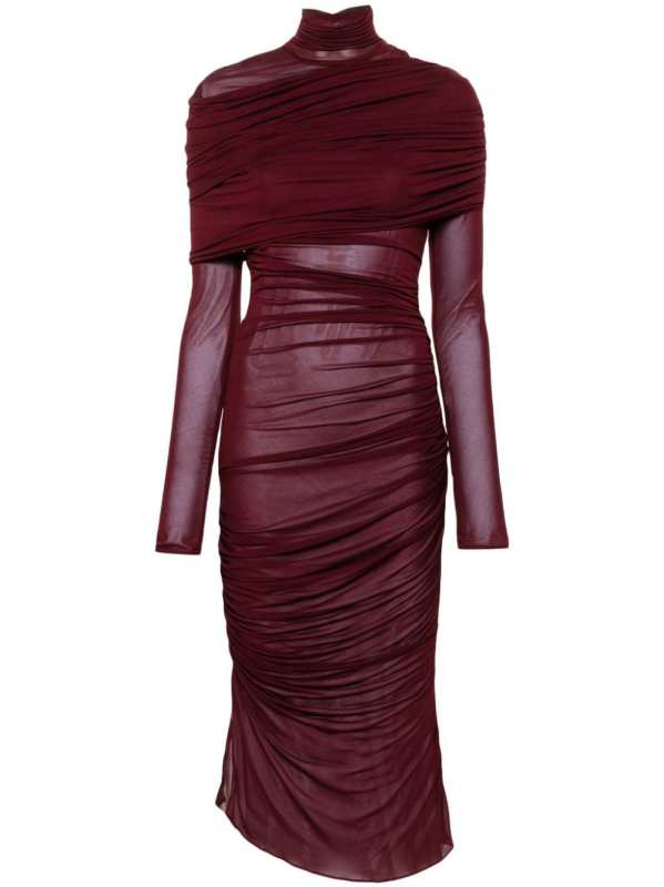 ruched midi dress