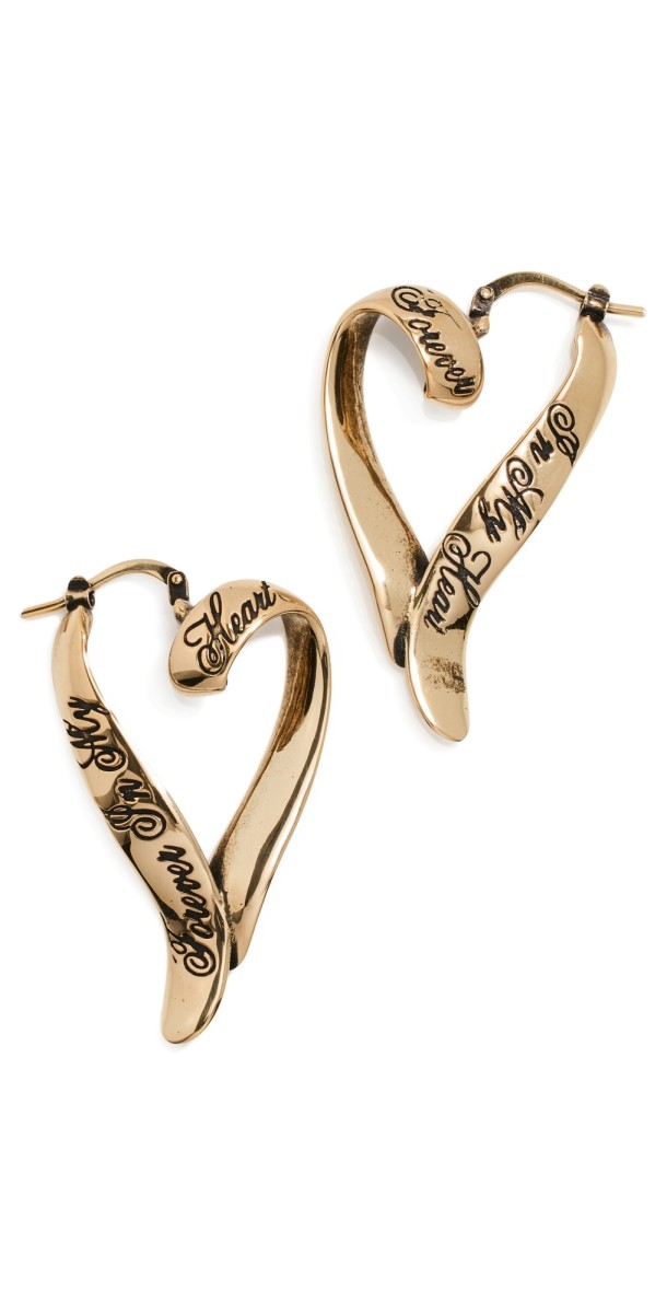Acne Studios Agoflus Heart Earrings Antique Gold