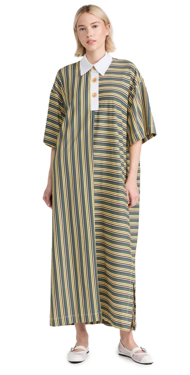 Rosetta Getty Short Sleeve Rugby Maxi Dress Multi