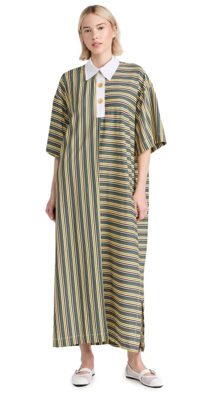 Rosetta Getty Short Sleeve Rugby Maxi Dress Multi