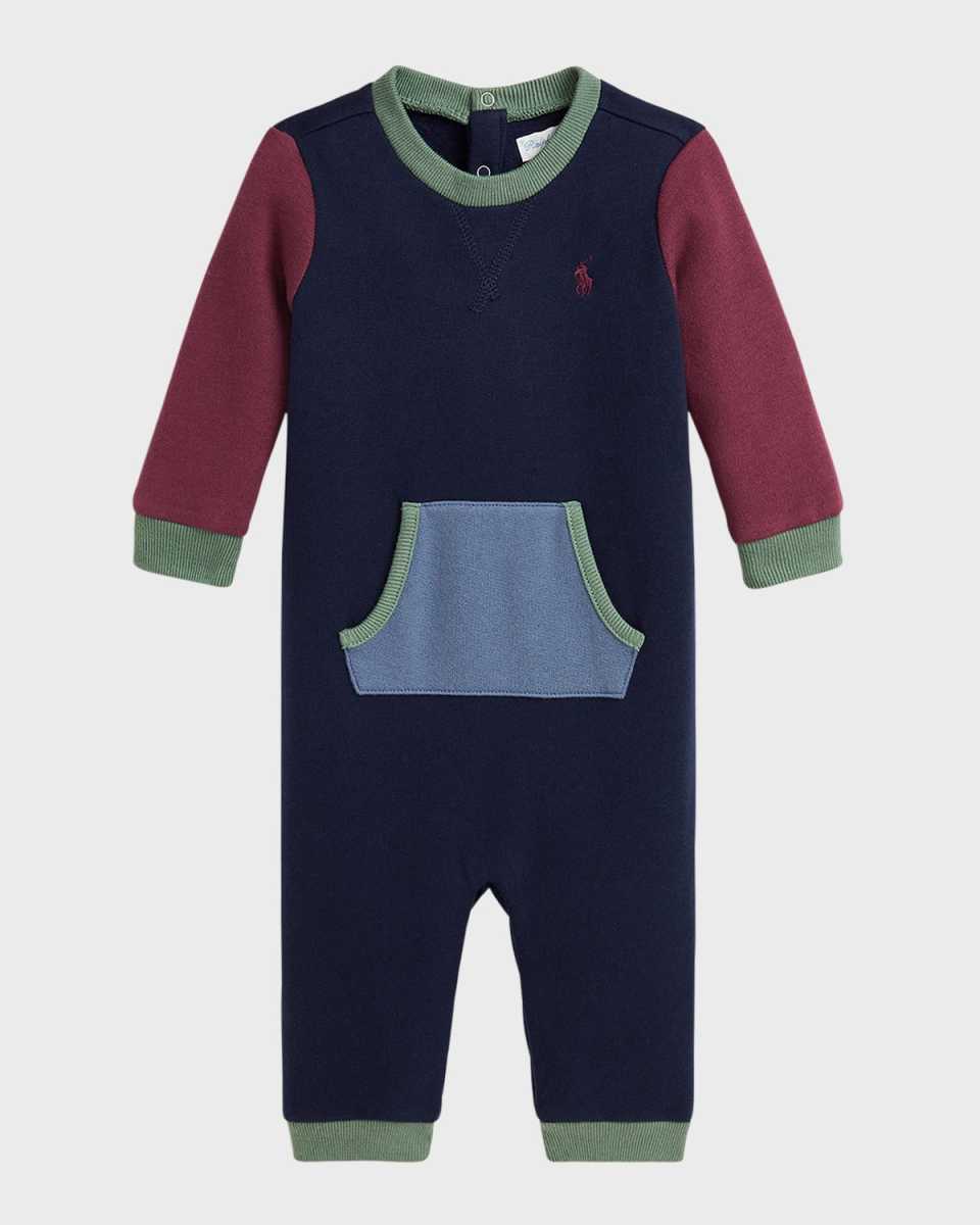Boy's Color Block Embroidered Coverall, Size 3M-12