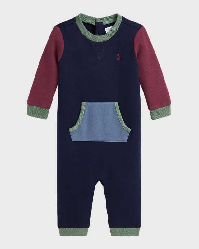 Boy's Color Block Embroidered Coverall, Size 3M-12