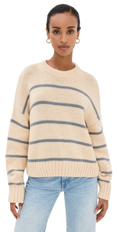Jenni Kayne Chloe Crewneck Cream/Dusty Blue Stripe