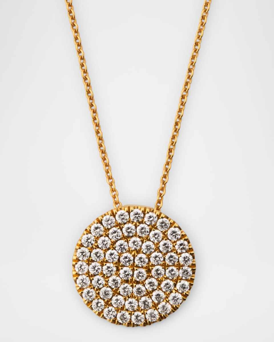 Sparkle 18K Yelllow Gold Diamond Disc Pendant Necklace