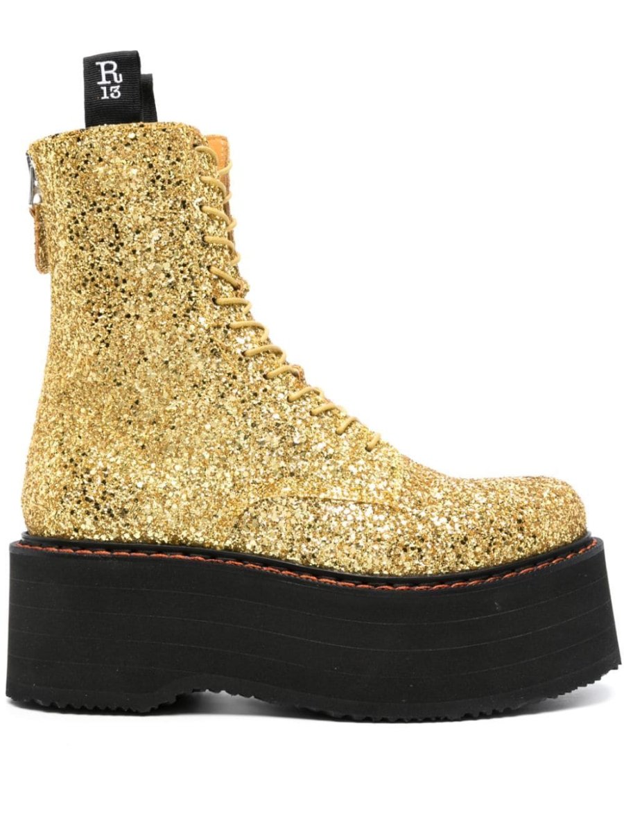 glittered platform combat boots