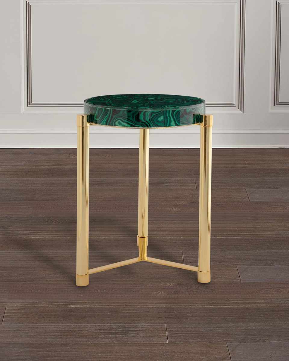 Malachite Style Gold Accent Table