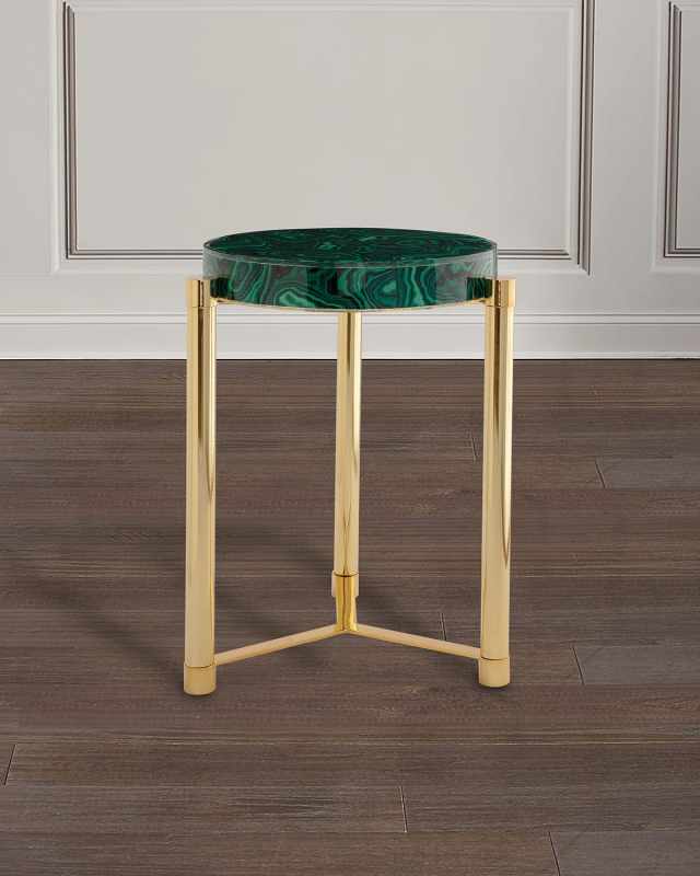Malachite Style Gold Accent Table