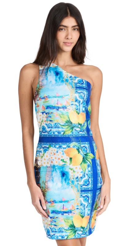 Dur Doux Mediterranean Mini Dress Multi: Blue, Yellow