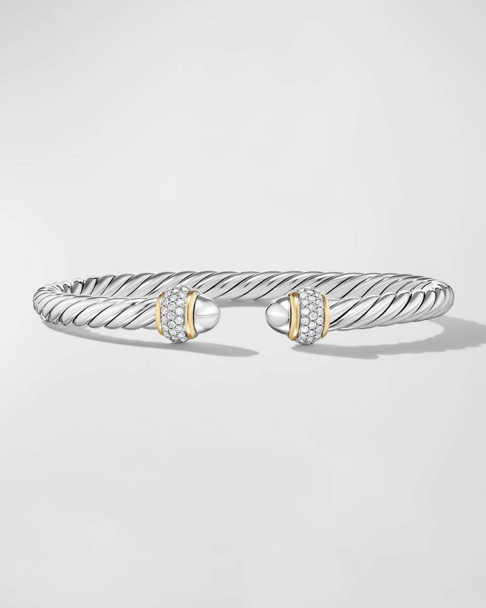 Cable Bracelet with Diamonds in Silver and 18K Gold, 5