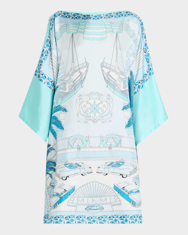 Hand-Printed Silk Kaftan