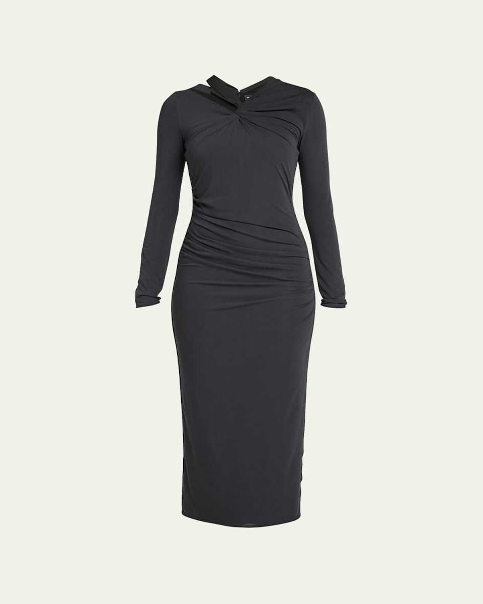 Cutout Viscose Jersey Body-Con Midi Dress