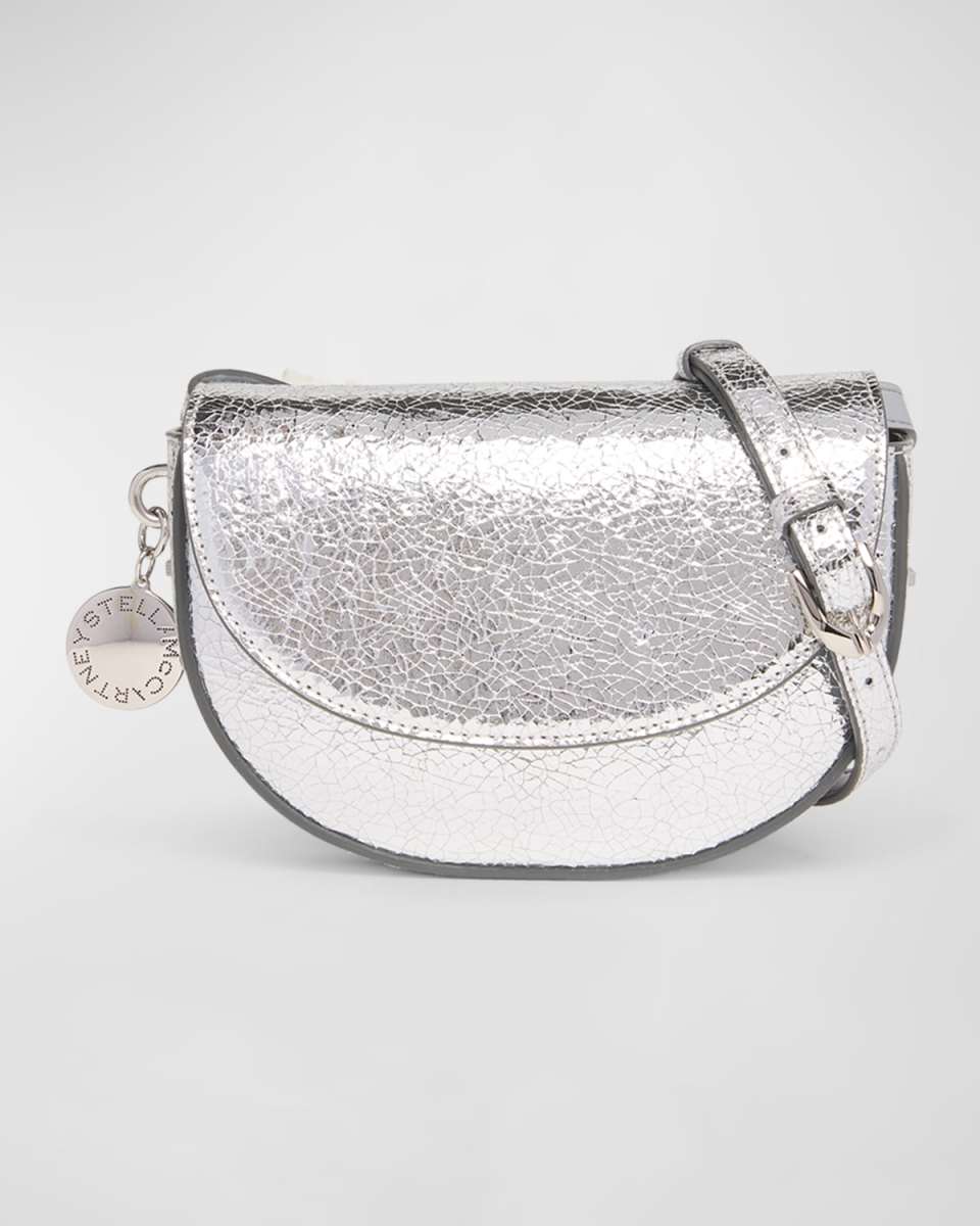 Frayme Crackled Metallic Alt-Leather Medium Flap Shoulder Bag