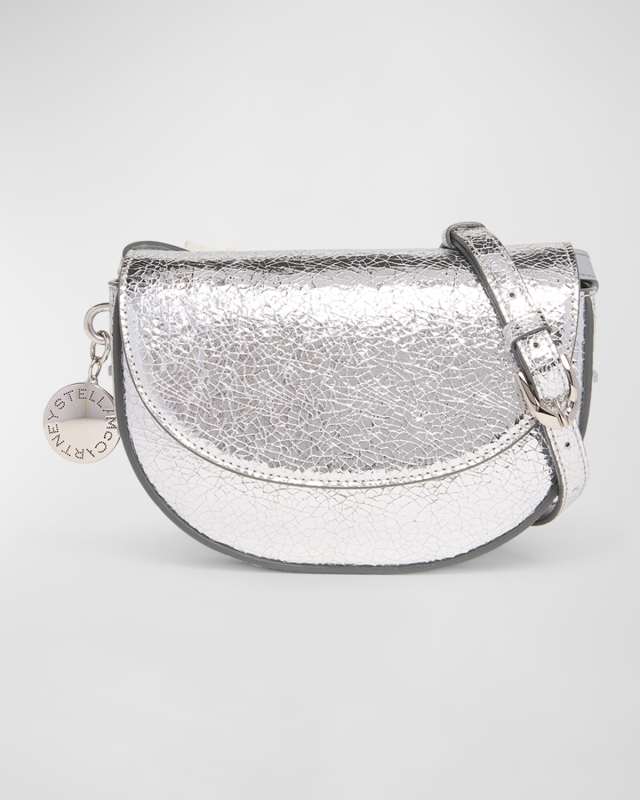 Frayme Crackled Metallic Alt-Leather Medium Flap Shoulder Bag