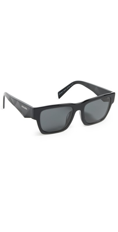 Prada Angled Cat Eye Sunglasses Black Dark Grey