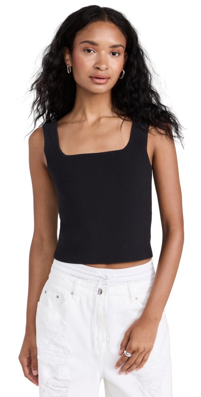 Reformation Julia Ribbed Sweater Tank Black