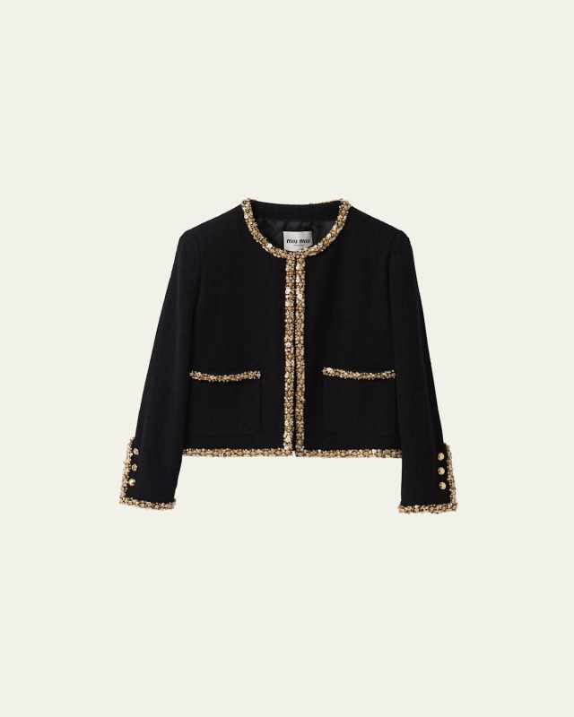 Cropped Jacket With Crystal Embellishment
