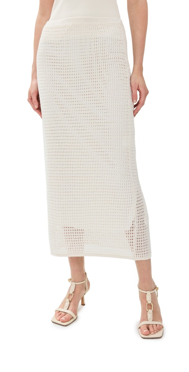 Theory Midi Mesh Skirt Bone