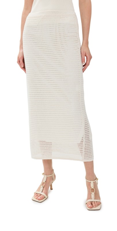 Theory Midi Mesh Skirt Bone