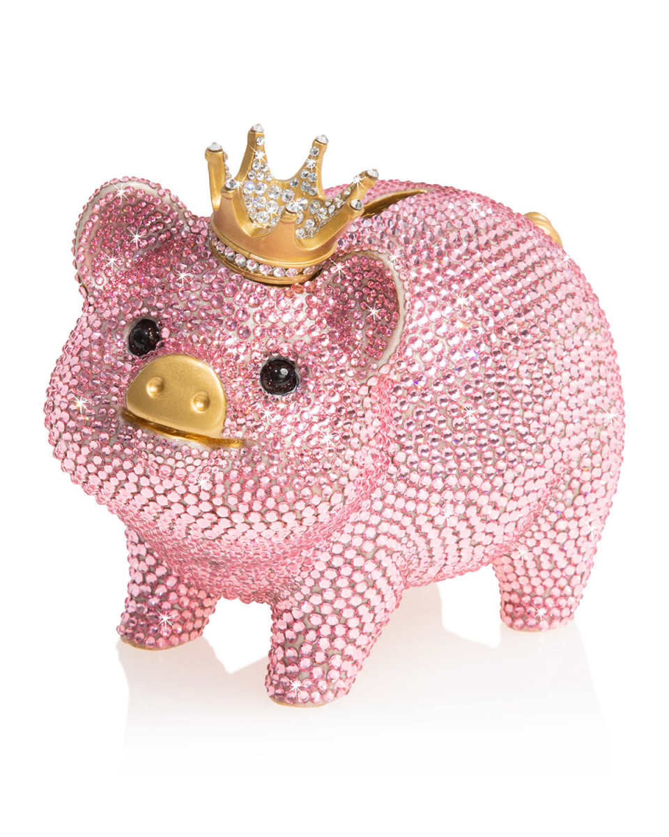 Pave Piggy Bank with Crown