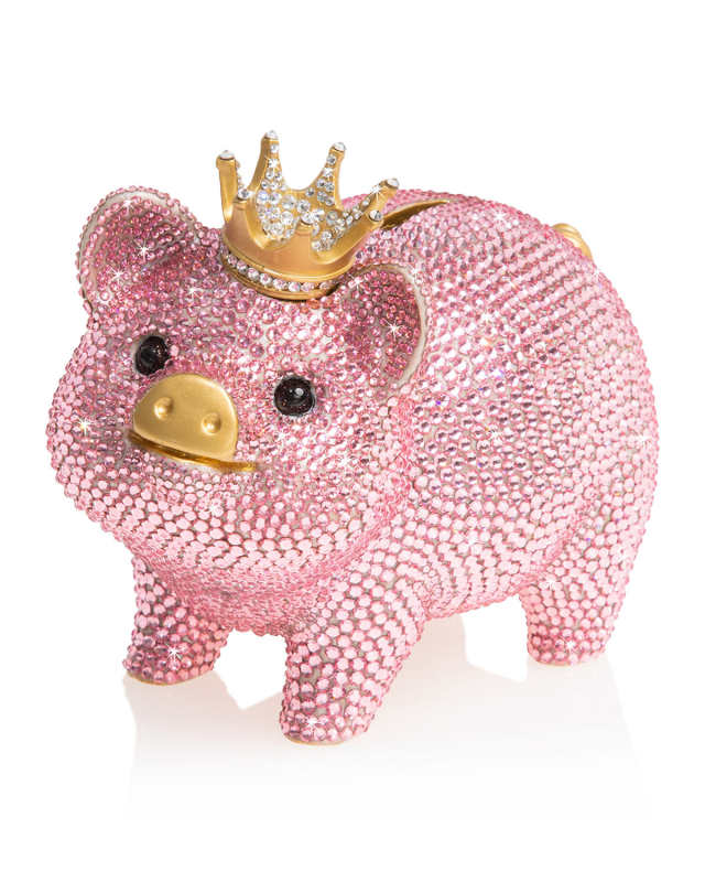 Pave Piggy Bank with Crown