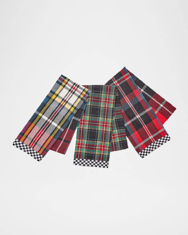 Tartan Check Assorted Woven Dish Towels, Set of 3