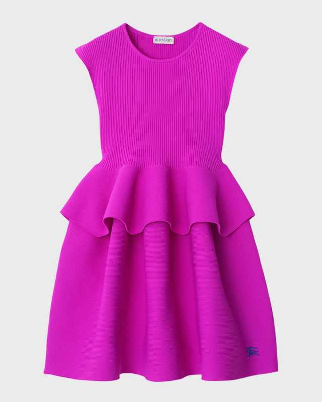 Girl's Roslin Peplum Ribbed Dress, Size 4-14
