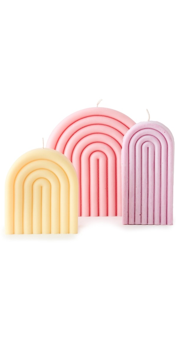 Éluwa Studio Maliwa Candle Set of 3 Yellow/Pink/Purpl