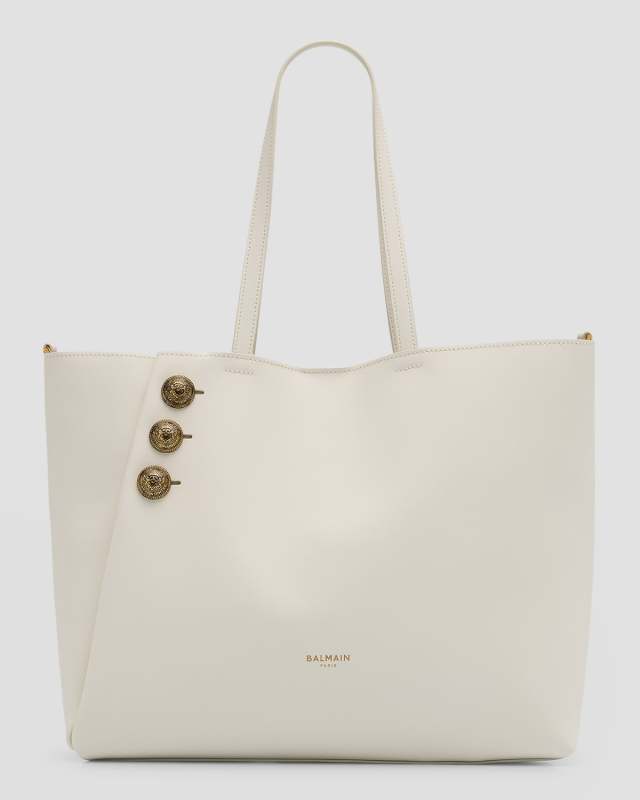 Embleme Shopper Tote Bag in Smooth Leather