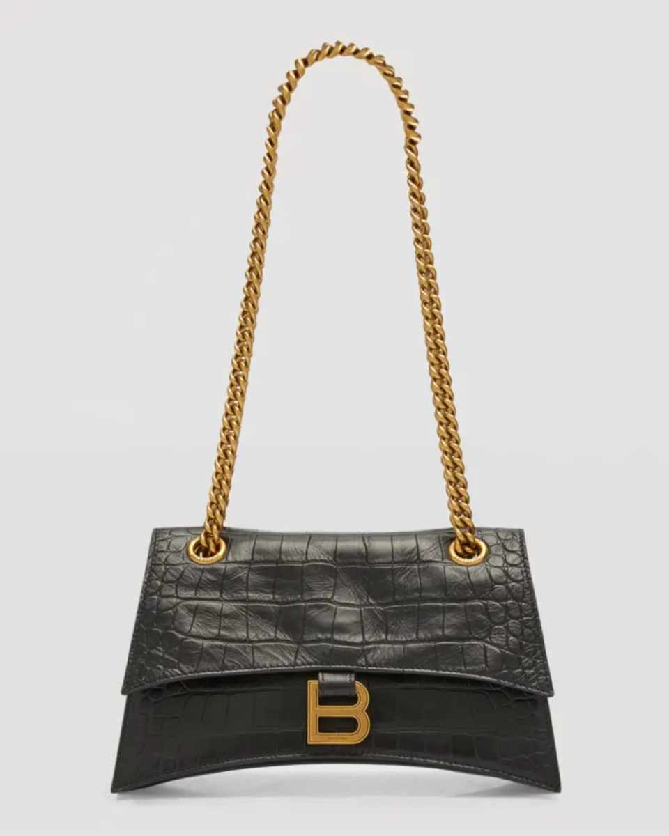 Crush Small Croc-Embossed Chain Bag