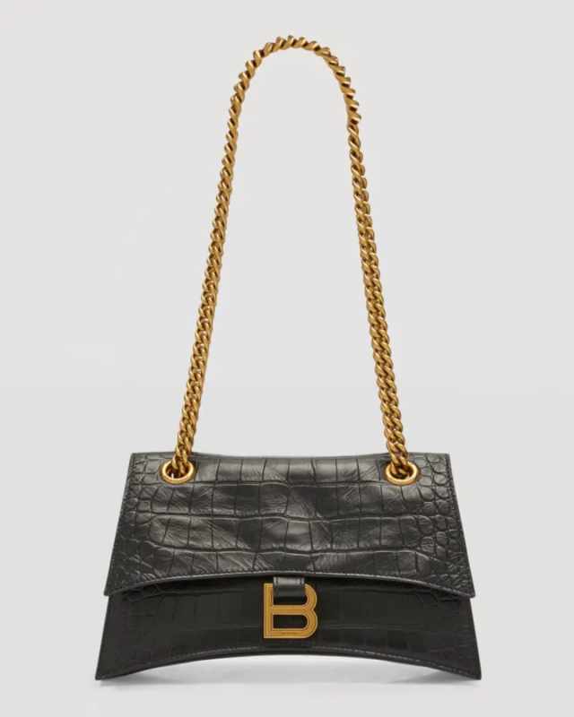 Crush Small Croc-Embossed Chain Bag