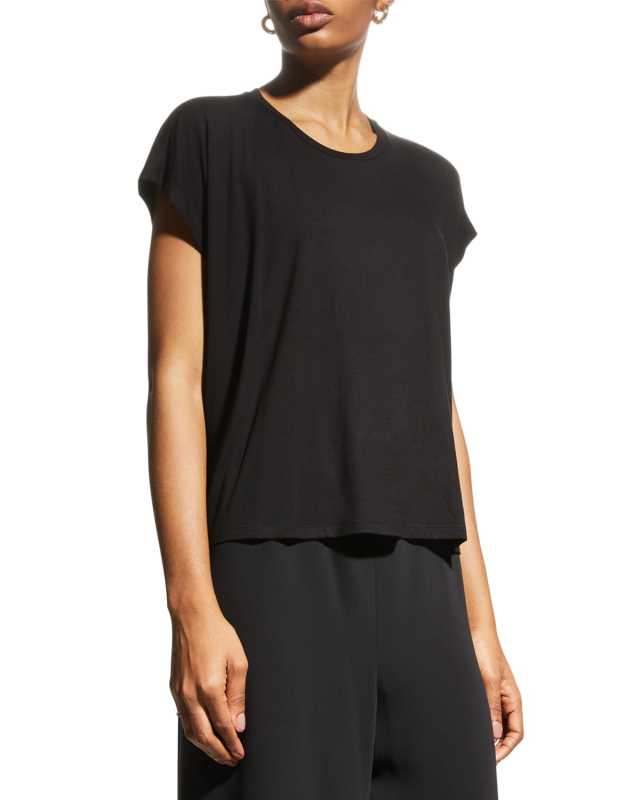 Petite Crewneck Boxy Jersey Top