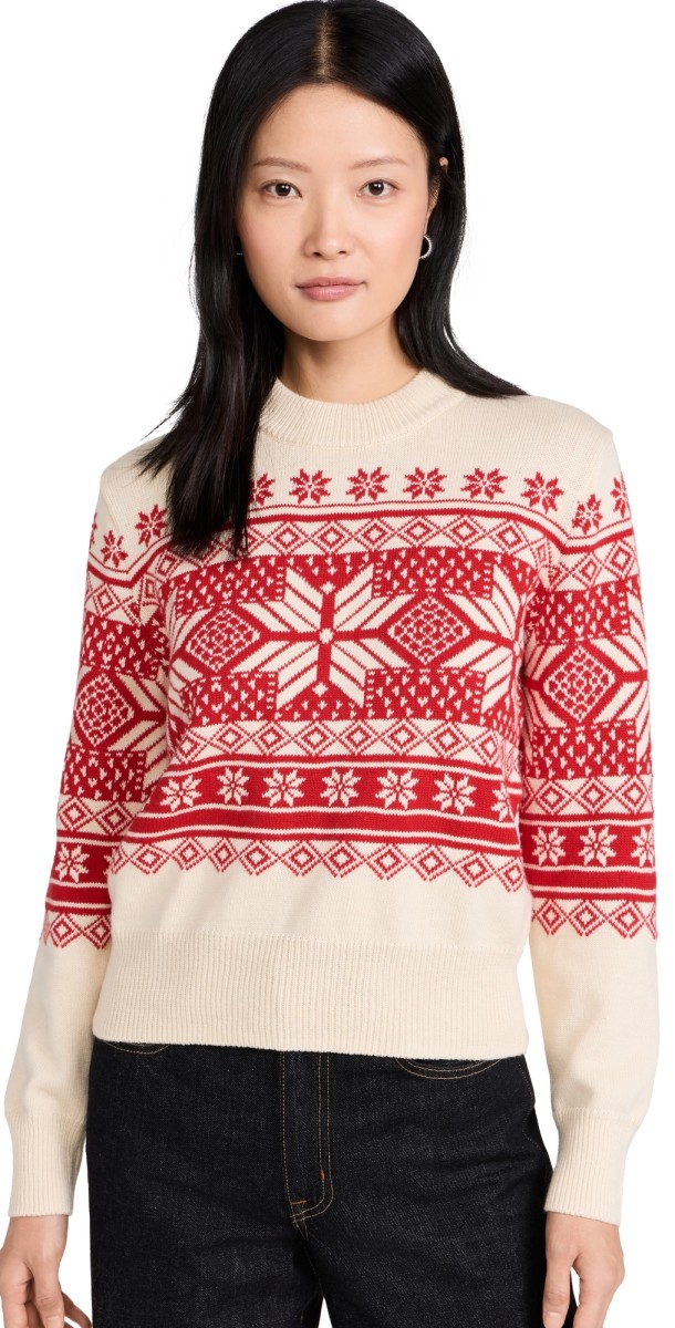Faherty Sun Valley Crew Sweater Antique Snowflake