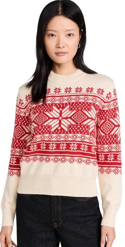 Faherty Sun Valley Crew Sweater Antique Snowflake