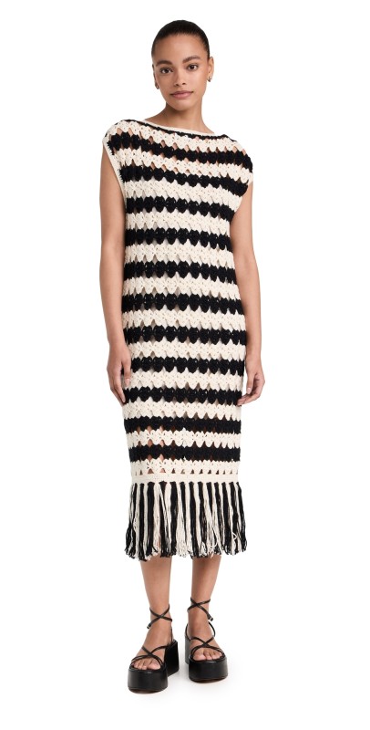 Eleven Six Shaya Stripe Dress Ivory & Black Stripe