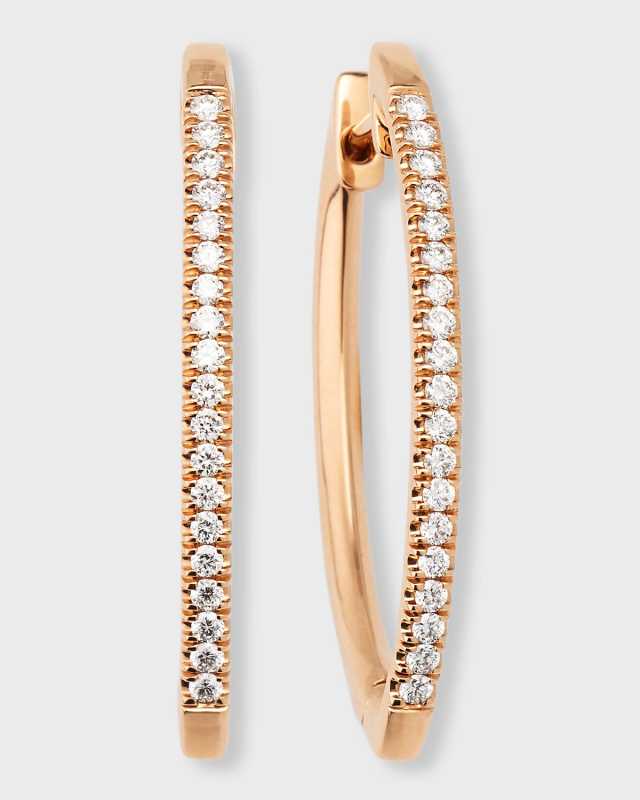 Sparkle 18K Rose Gold V-Shape Diamond Hoop Earrings