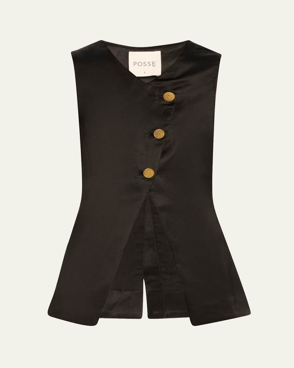 Gigi Asymmetric Satin Gilet