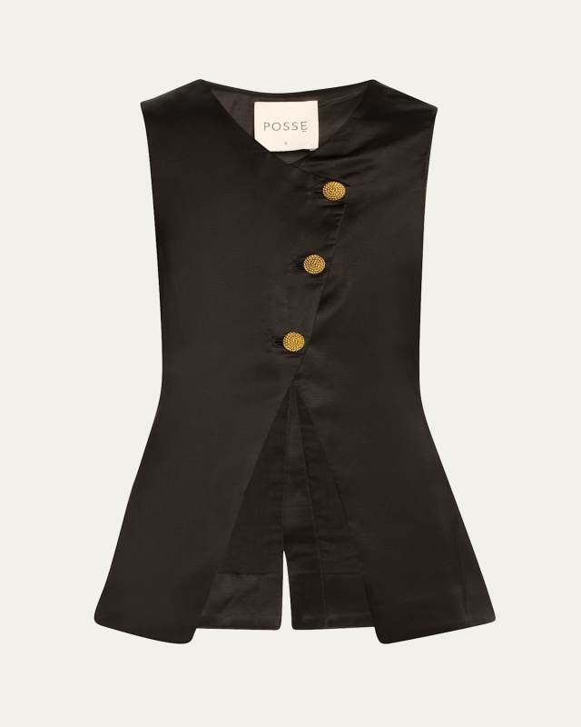 Gigi Asymmetric Satin Gilet