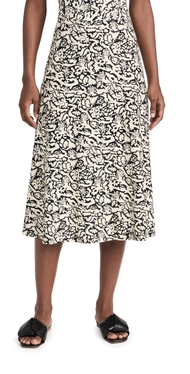 Rosetta Getty Flared Maxi Skirt Black/Cream