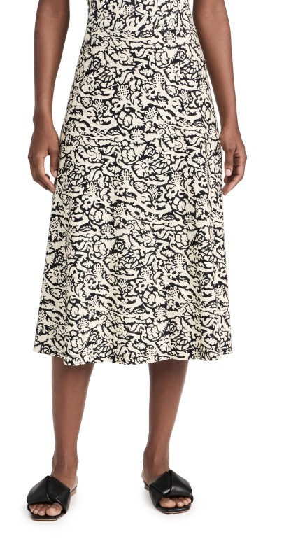 Rosetta Getty Flared Maxi Skirt Black/Cream