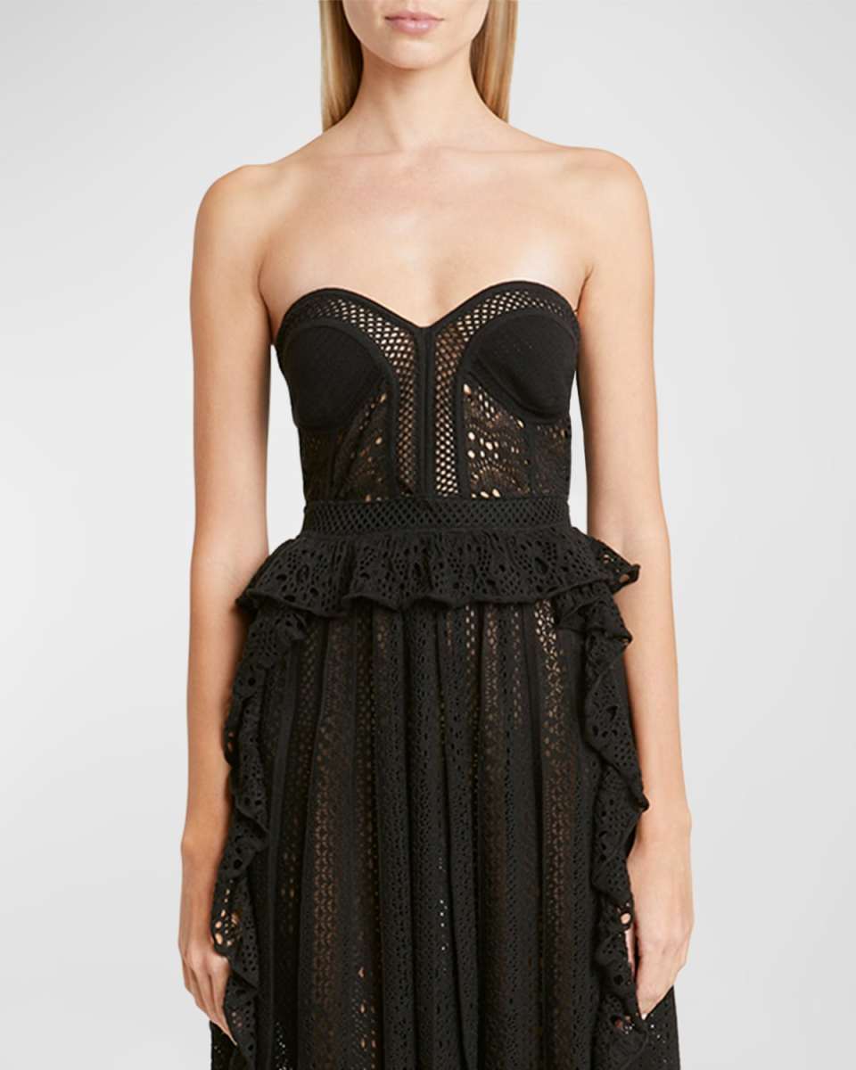 Cropped Broderie Anglaise Knit Bustier