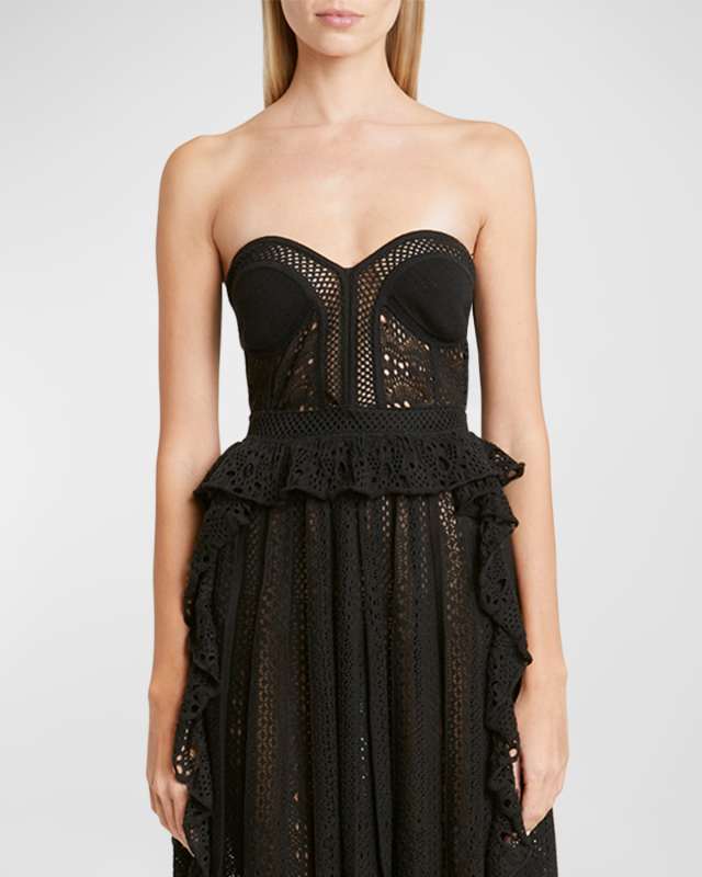 Cropped Broderie Anglaise Knit Bustier