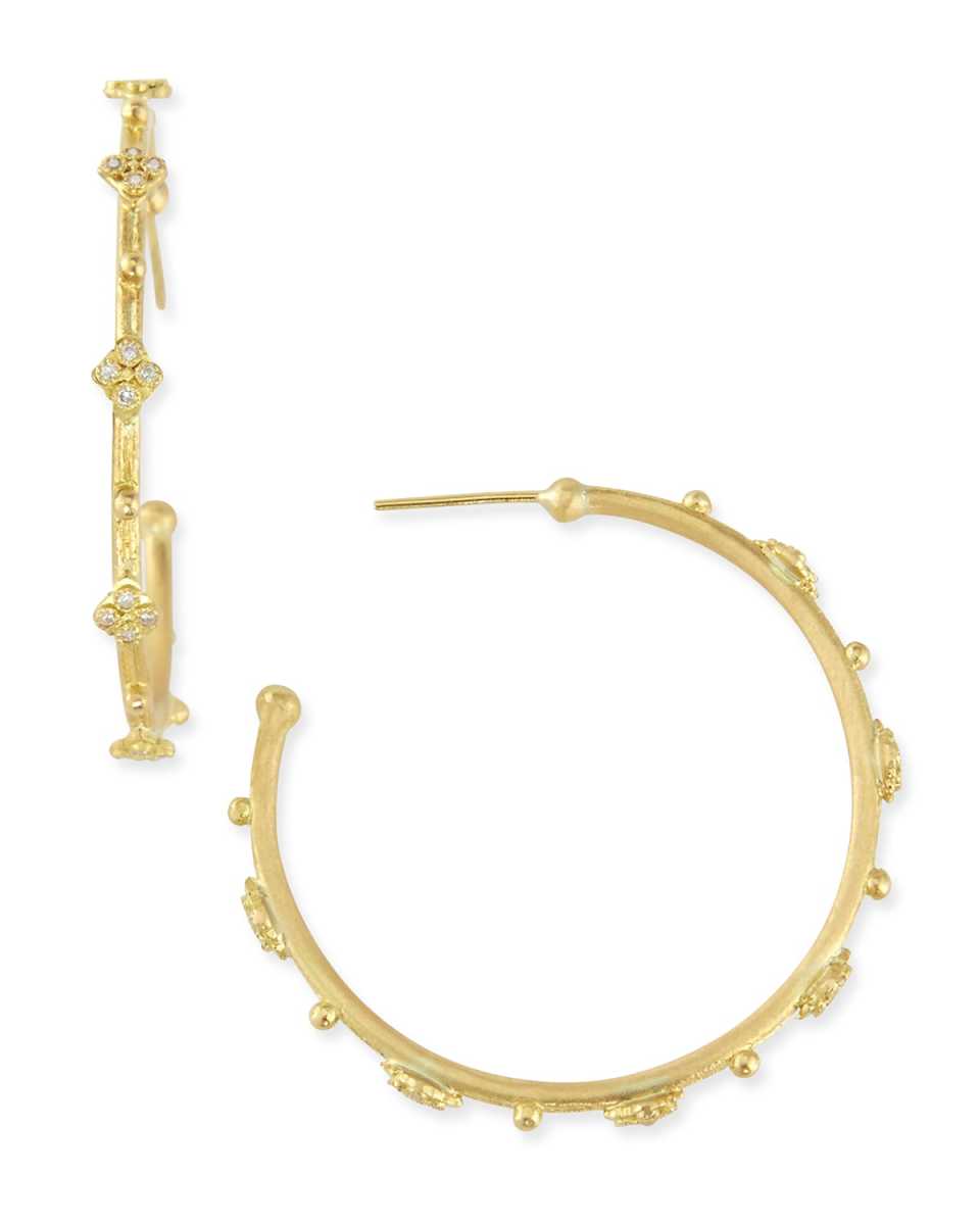 Sueno 18k Yellow Gold Hoops with Diamonds