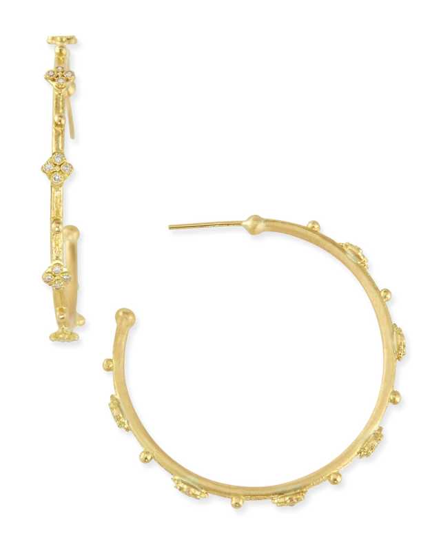 Sueno 18k Yellow Gold Hoops with Diamonds