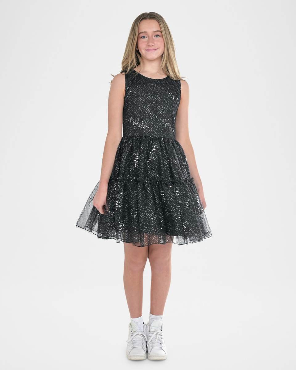 Girl's Gabriella Sequin Tiered Dress, Size 7-16