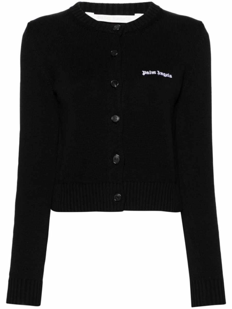 logo-embroidered cropped cardigan
