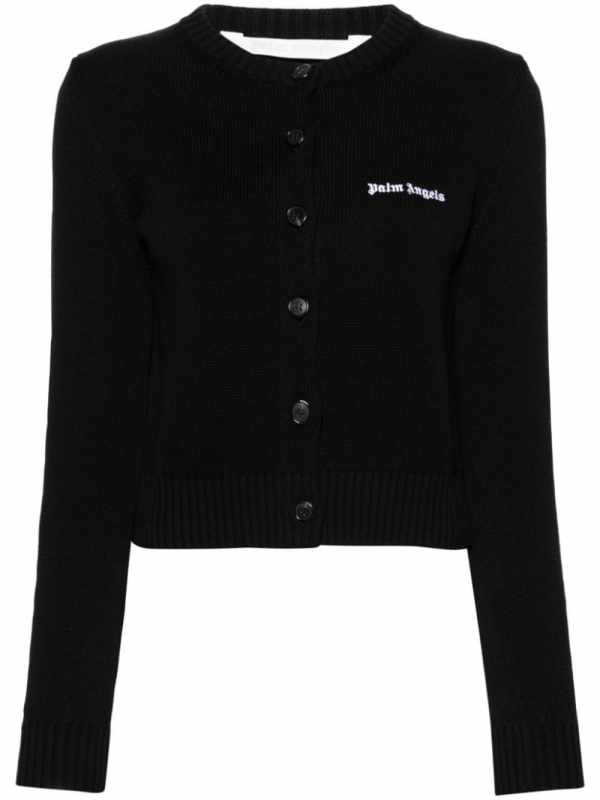 logo-embroidered cropped cardigan