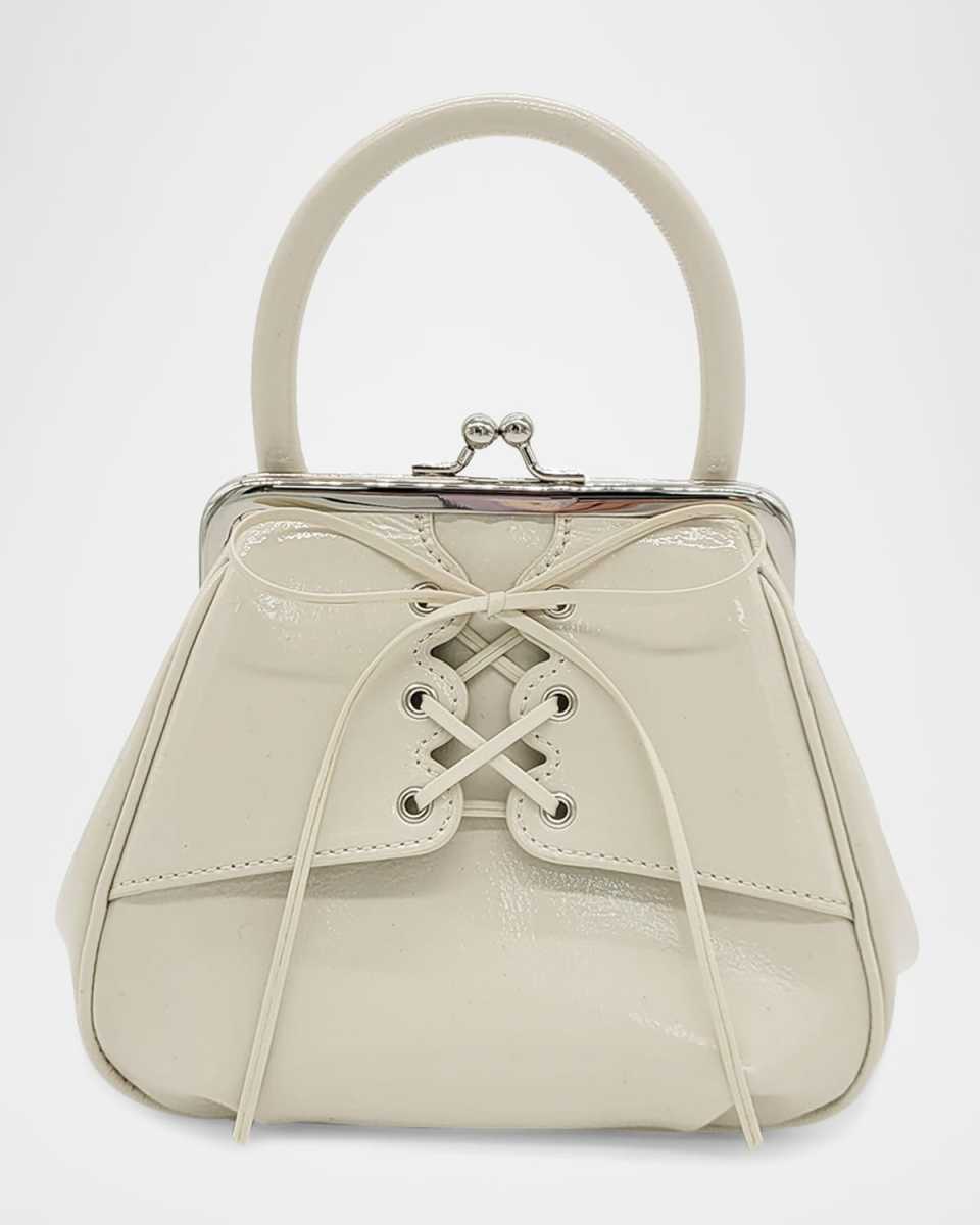 Mini Lace-Up Patent Leather Top-Handle Bag