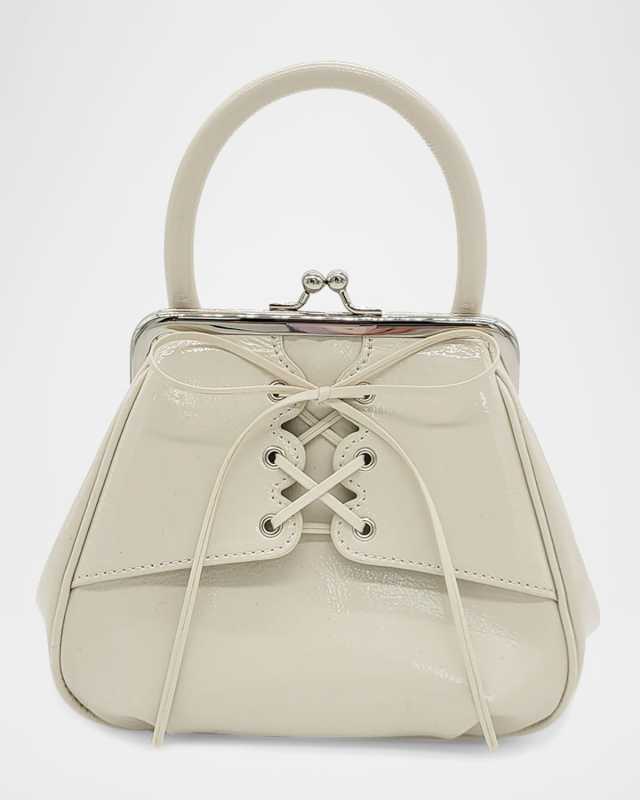 Mini Lace-Up Patent Leather Top-Handle Bag