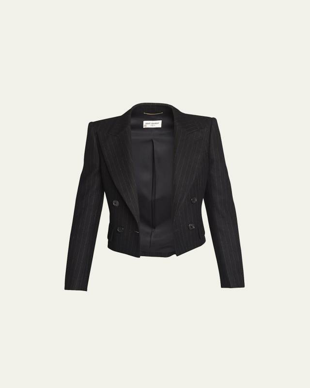 Spencer Pinstripe Cropped Wool Jacket