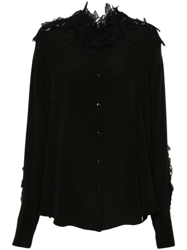 floral-lace silk shirt